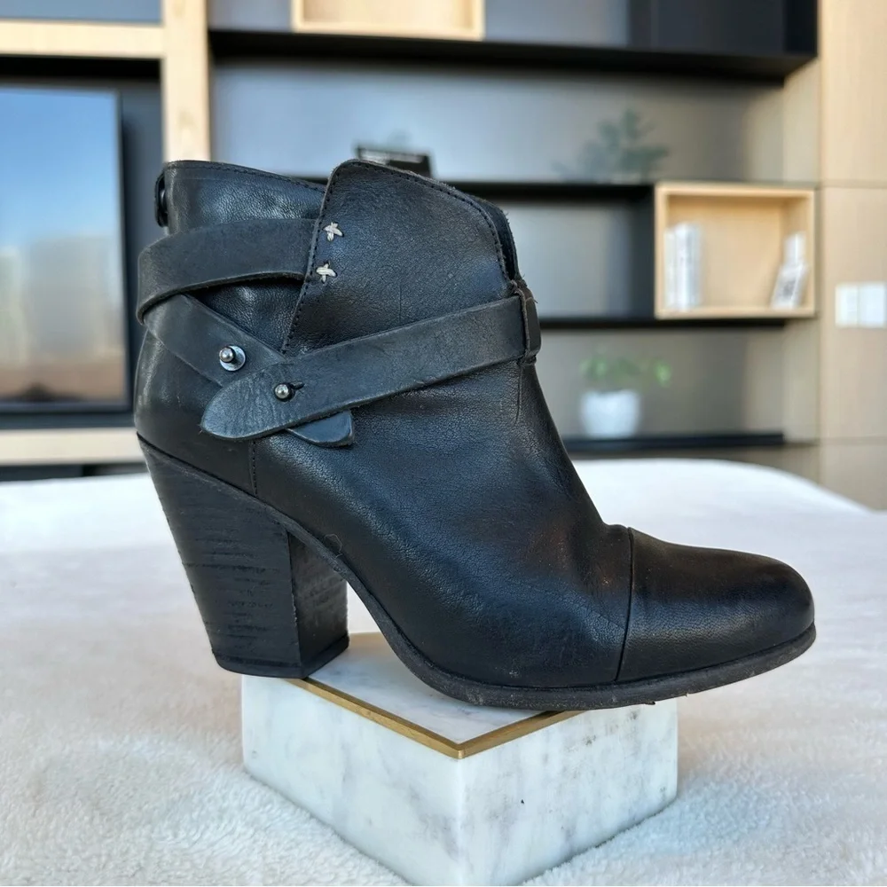 rag & bone 240 mm Kinsey Ankle Black Leather Booties Boots EU 37.5 US 7.5 - Picture 6 of 14